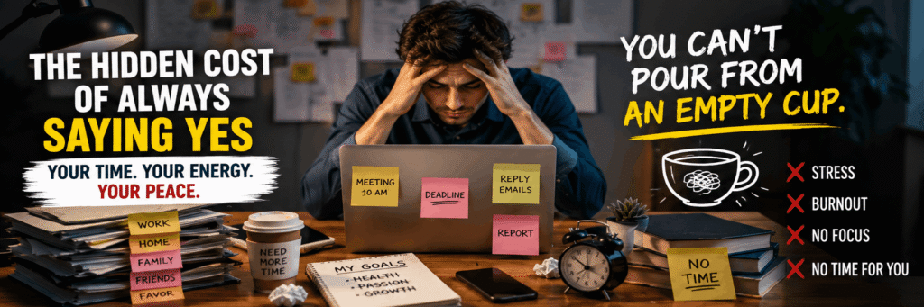 Person feeling stressed and overwhelmed due to lack of personal boundaries