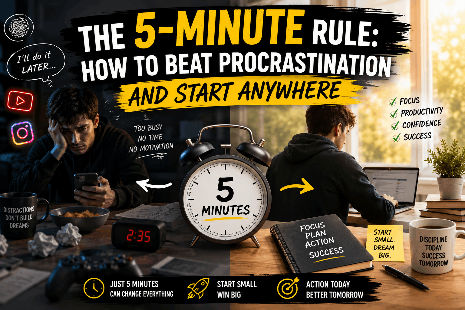 You are currently viewing The 5-Minute Rule: How to Beat Procrastination and Start Anywhere