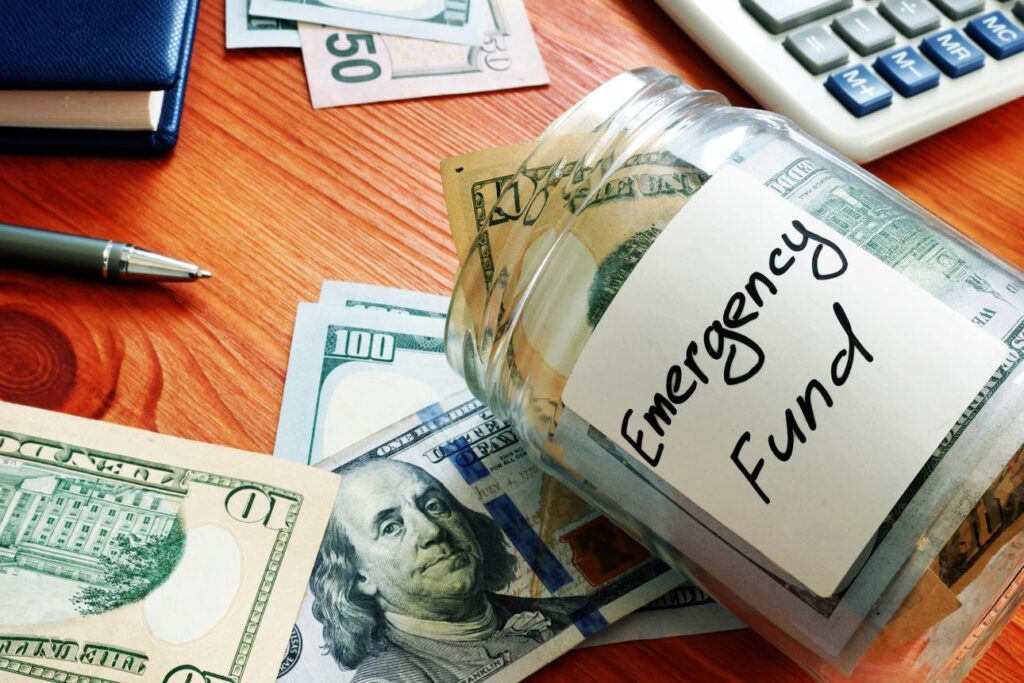 Emergency fund jar with cash for financial emergencies