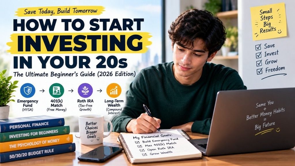 Benefits of investing in your 20s with an emergency fund, 401k match, and Roth IRA